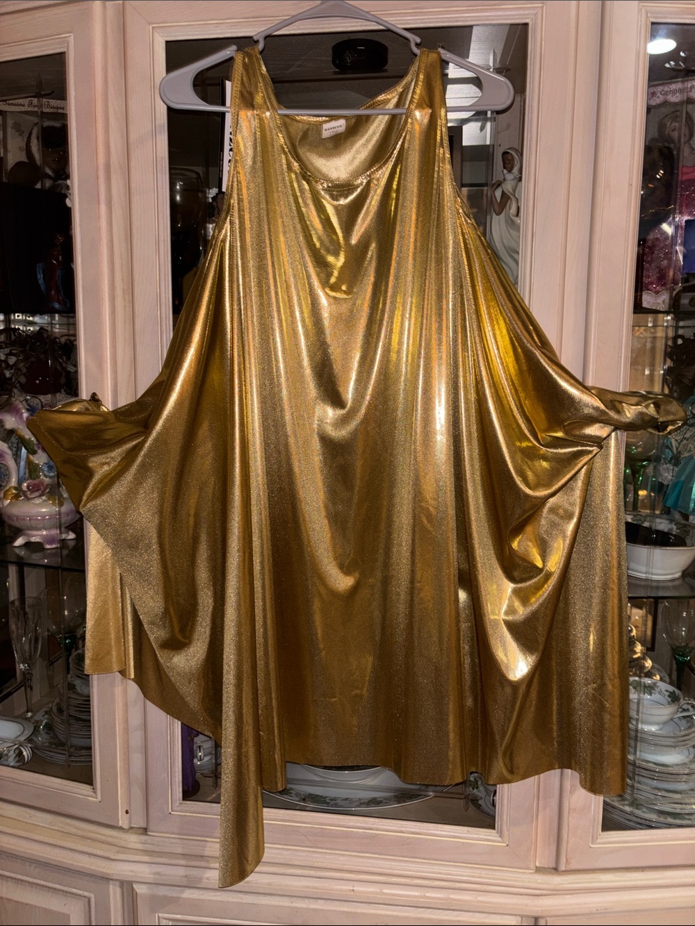 Gold Metallic Draped Women's Tank Top